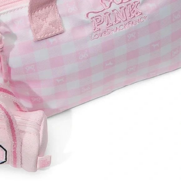 LoveShackFancy Pink Checkered Mini Bag mini keychain charm - Picture 2 of 3